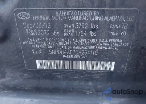2013 Hyundai Elantra Limited from USA, damaged, VIN 5NPDH4AE3DH264110
